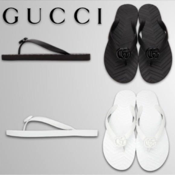 GUCCI Pascar Flip Flops in Chevron Rubber Mystic White/Ivory Vegan! size 34/35 5 - Picture 6 of 15